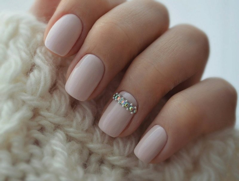 Pink nude with a strip of rhinestones