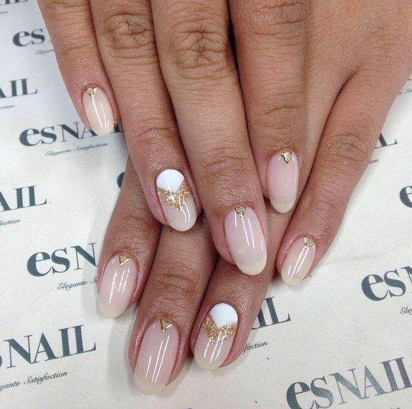 Beautiful ombre with white holes, gold glitter