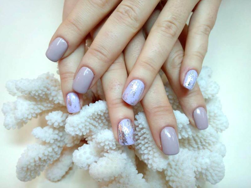 Purple nude design with silver mica