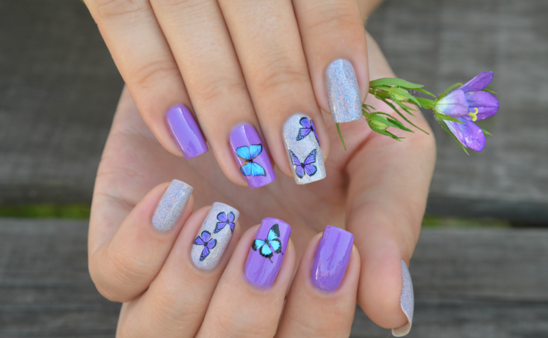 Lavender marigolds with slide and glitter