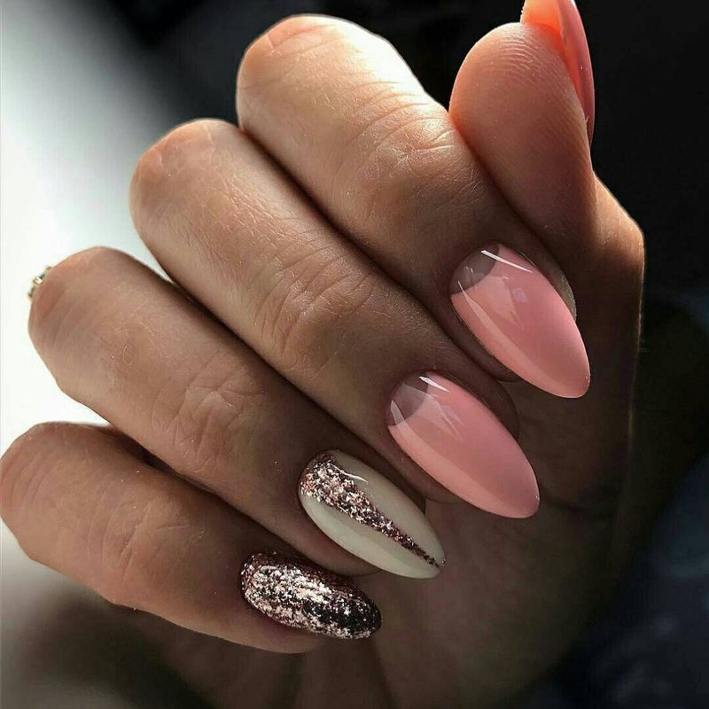 Gentle manicure with sparkles