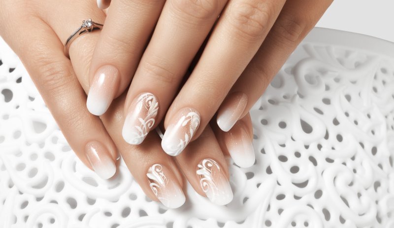 Ombre with nude and white monograms