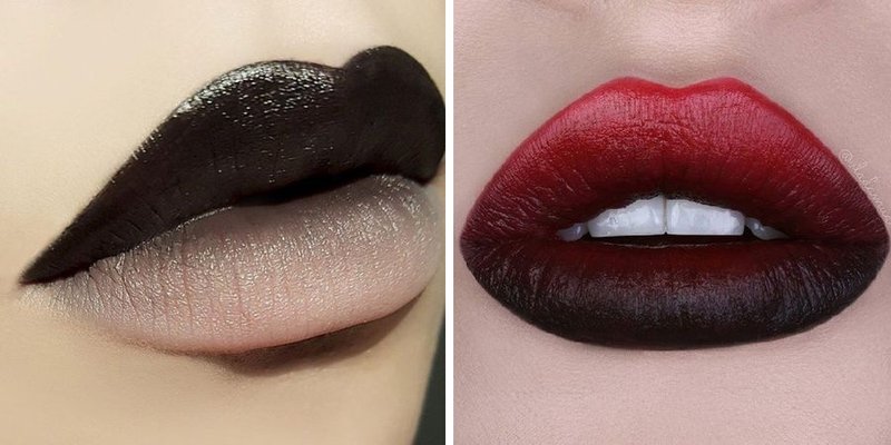 Gradient on lips in dark colors.