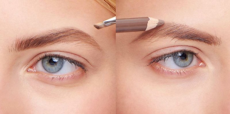 Eyebrow styling with shadows or pencil