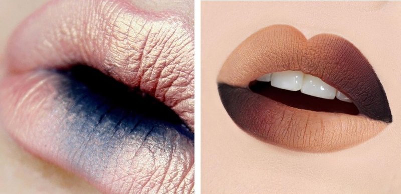 Gradient on lips in light shades.