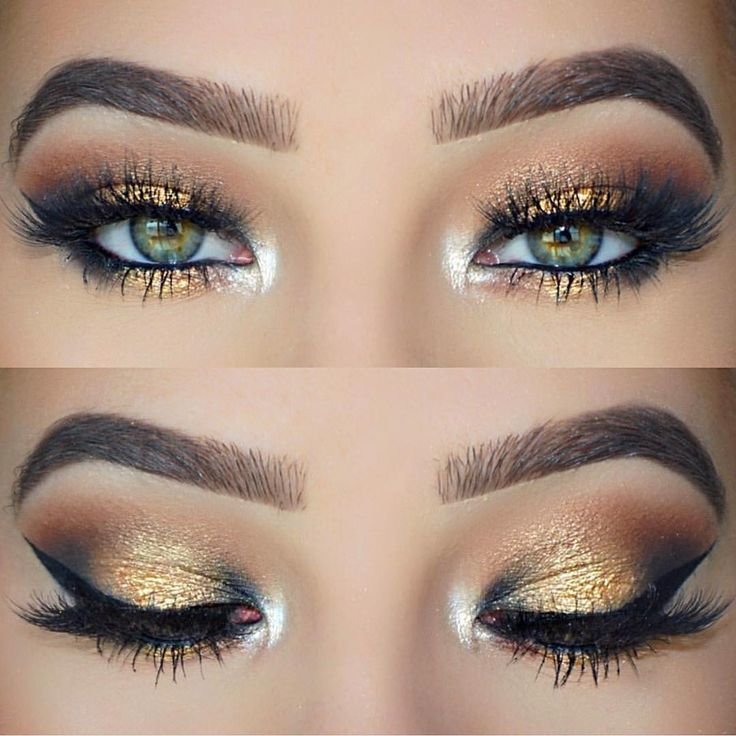 Golden makeup with arrows