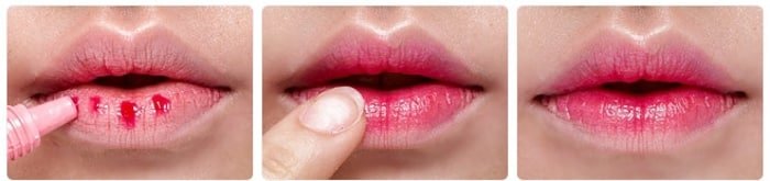 Step-by-step tinting on lips