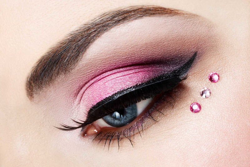 Pink cat eye with rhinestones