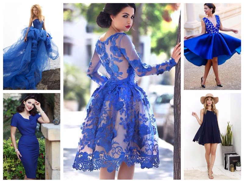 Blue dresses of various styles