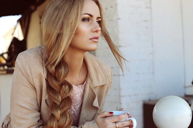 Sloppy braid on long hair