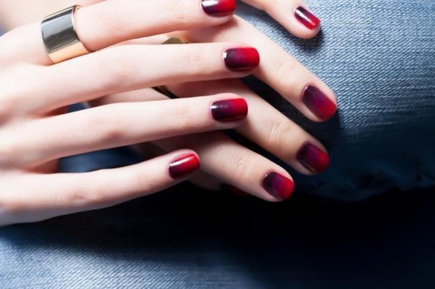 Ombre Burgundy Manicure