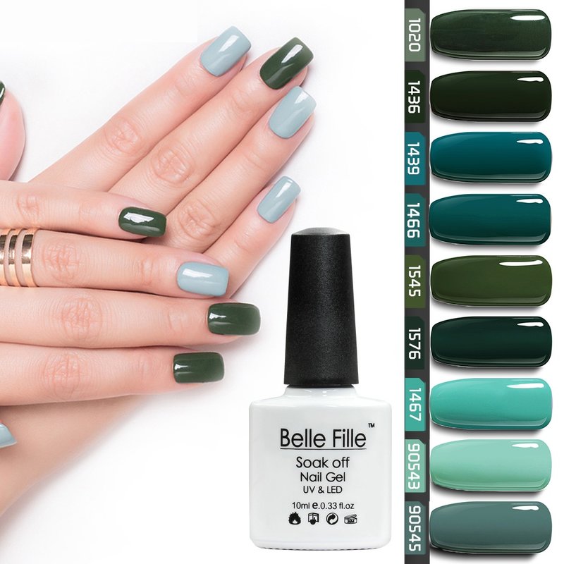 Different options for green gel polish