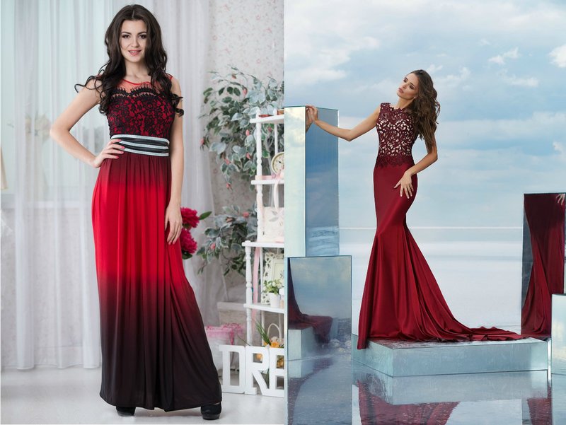 Burgundy Floor-Length Prom Dress