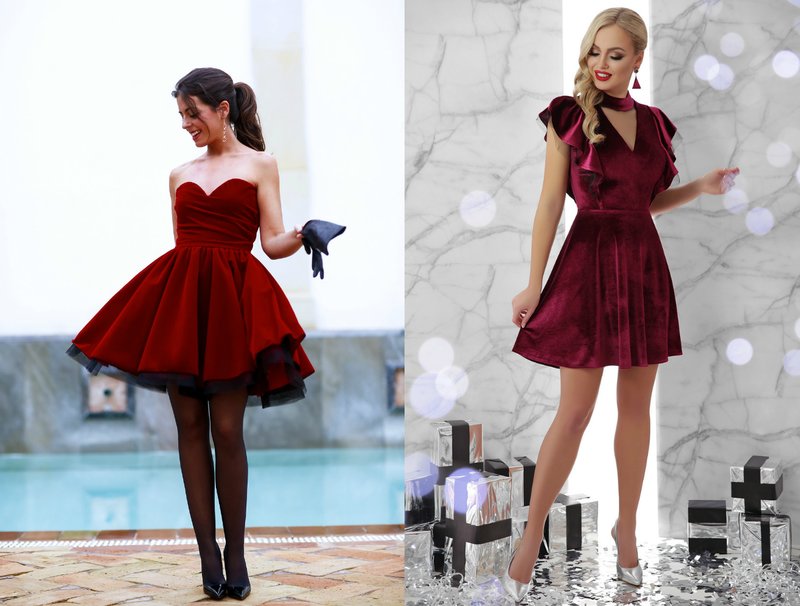 Short prom dresses in red and burgundy