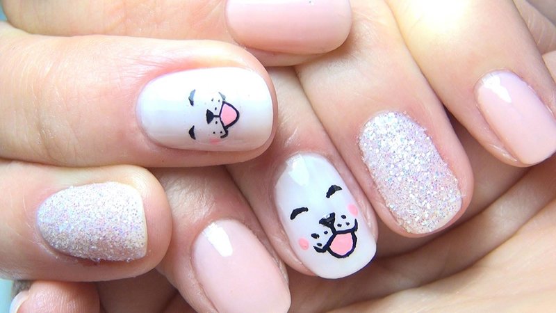 Gentle manicure with a dog face