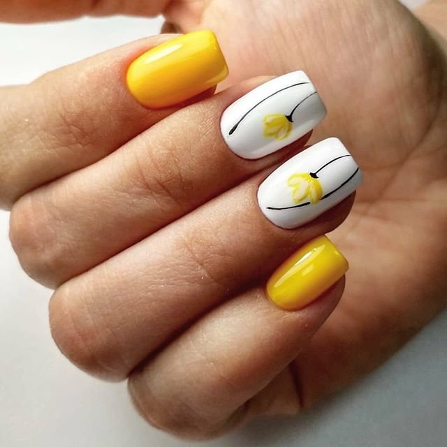 Spring manicure in yellow colors