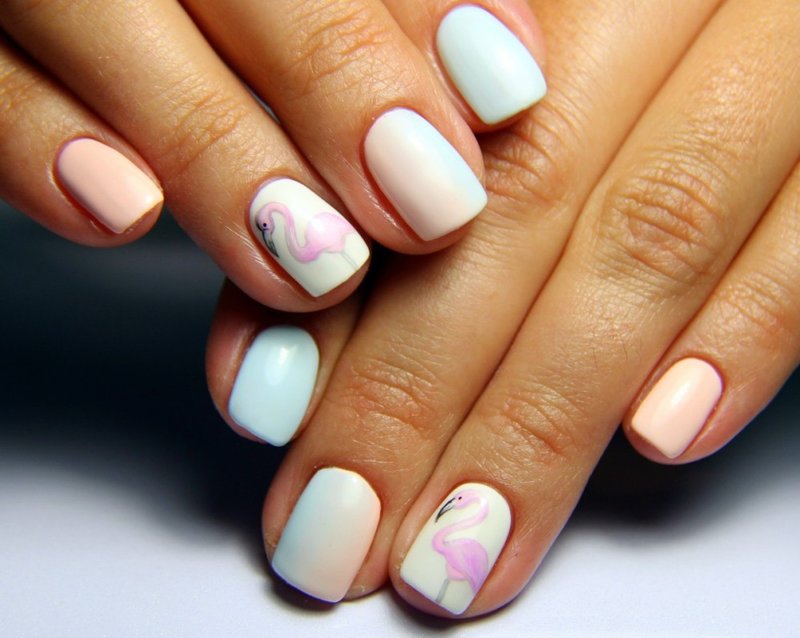 Ombre manicure with shellac and pattern