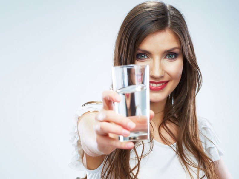 Woman drinks water