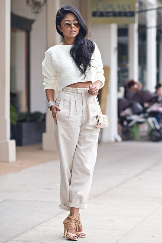 Cropped sweater with pants