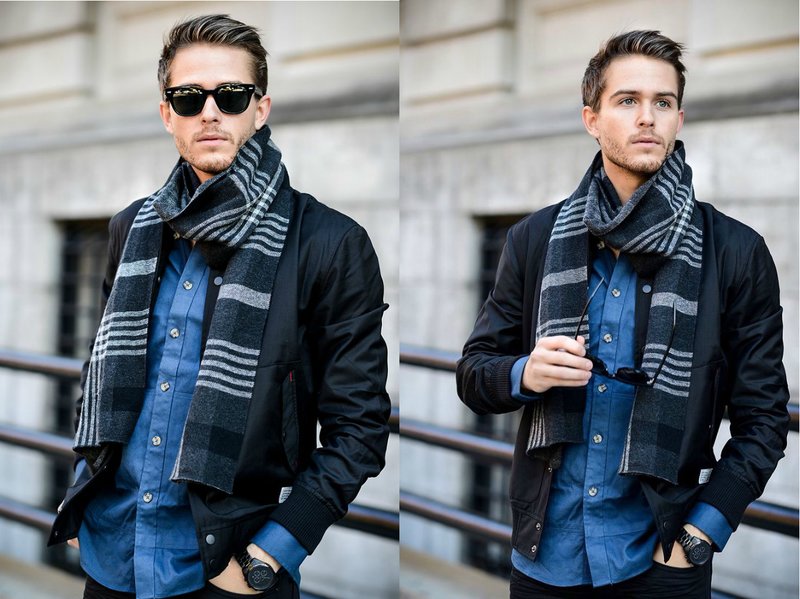 Fashion plaid scarf for men