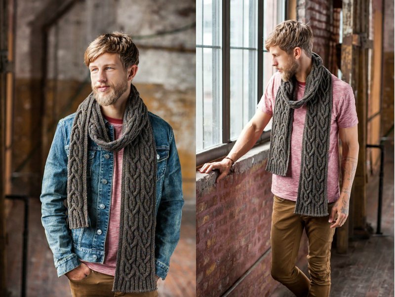 Stylish look with a large knit scarf