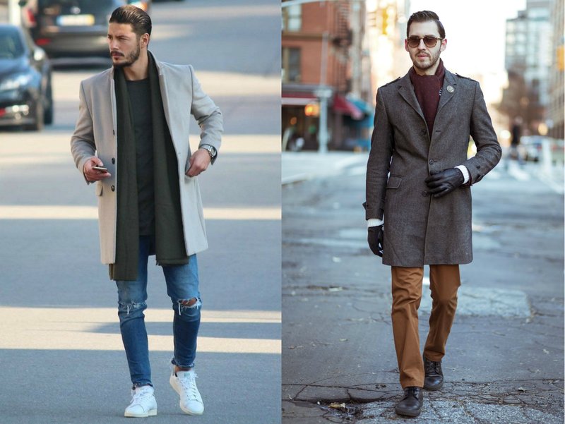 Fashionable men`s images with a scarf