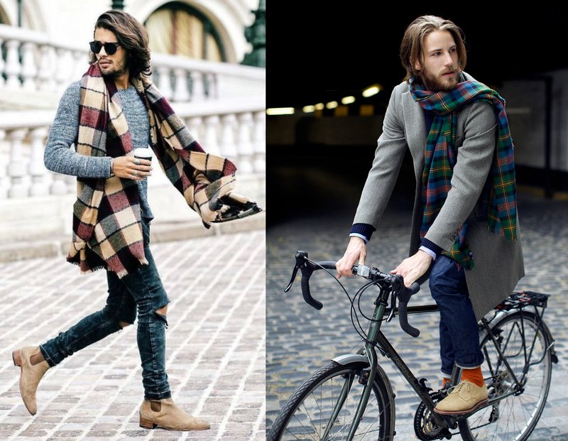 Men's checked scarves