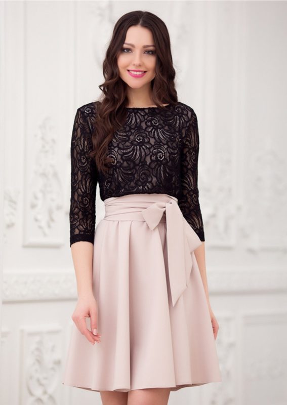 Girl in a cocktail dress with lace top