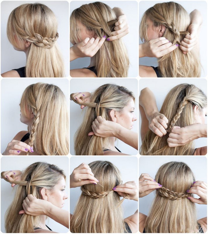 Half-crown braid: in stages