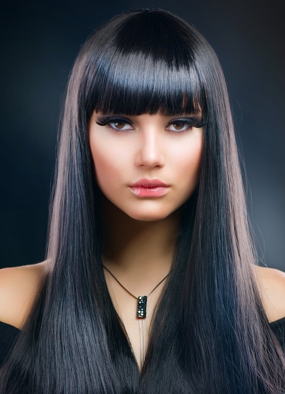 Girl with a straight bang and long straight hair