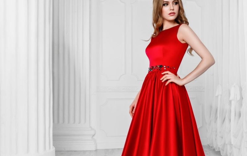 Girl in a red cocktail dress