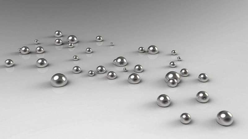 Scattered mercury balls