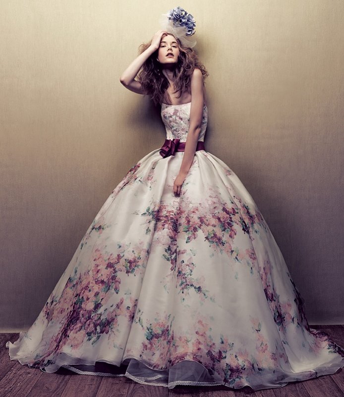 Wedding dress with flowers