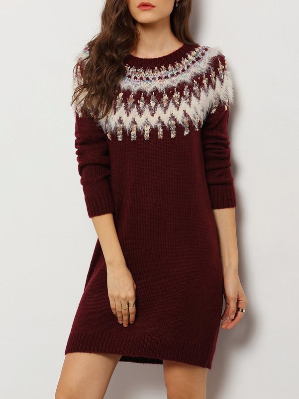 Girl in ethnic sweater dress