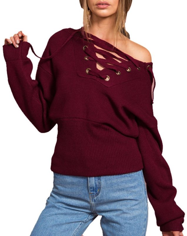 Neckline Drawstring Sweater