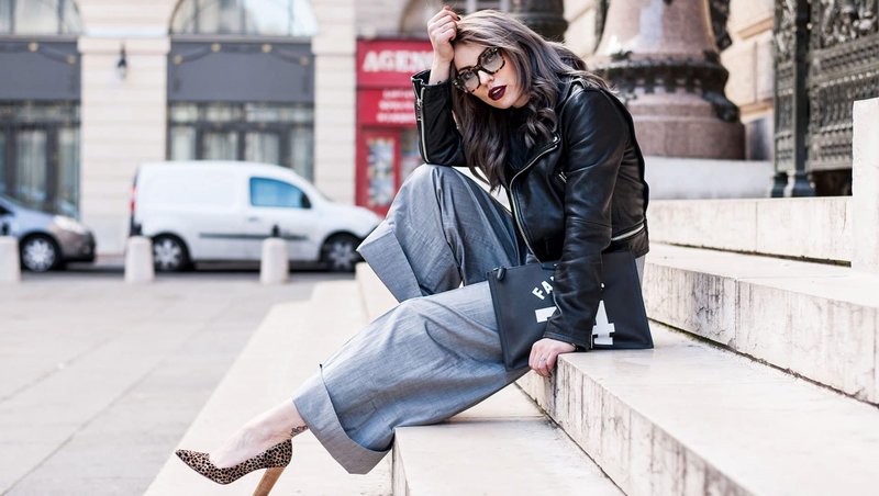 Gray culottes with a jacket