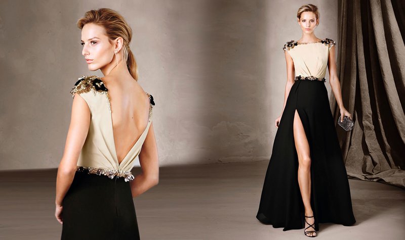 Dress with a slit and an open back