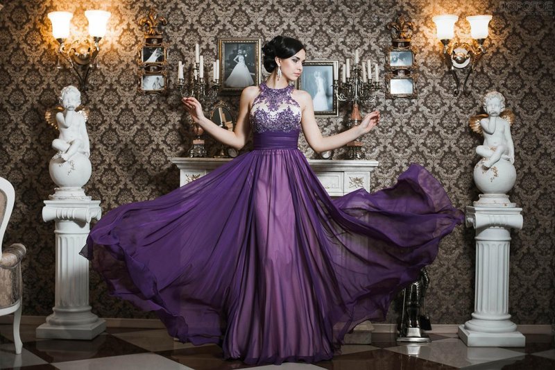 Purple evening dress