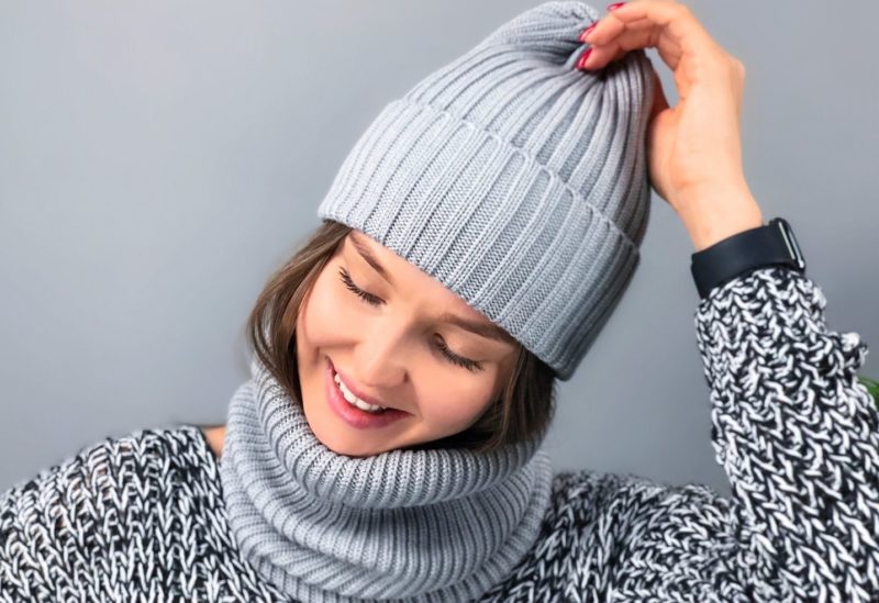 Gray knit hat