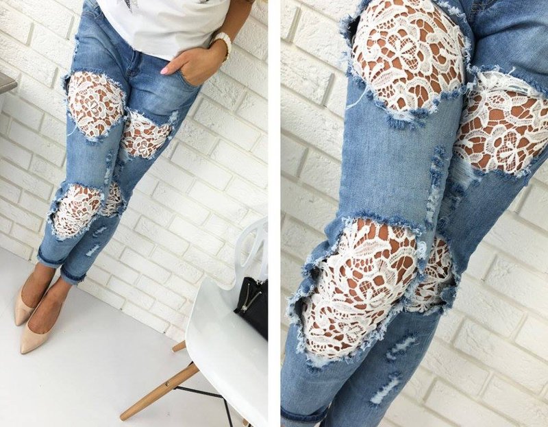 Lace and guipure jeans