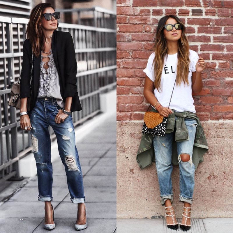 Beautiful girls in boyfriend jeans