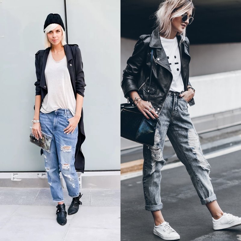 Women's boyfriend jeans: fashionable images