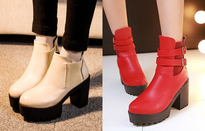 Stylish wide-heeled boots