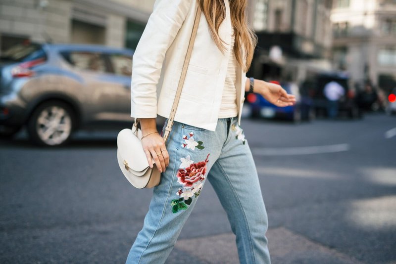 Unusual decor on jeans