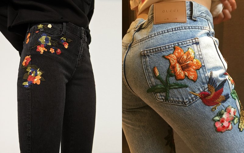 Fashionable jeans with additional decor