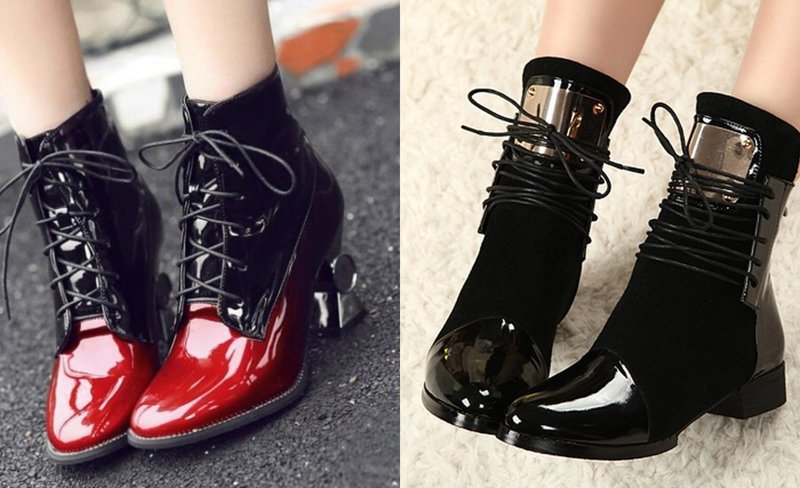 Stylish patent leather autumn boots