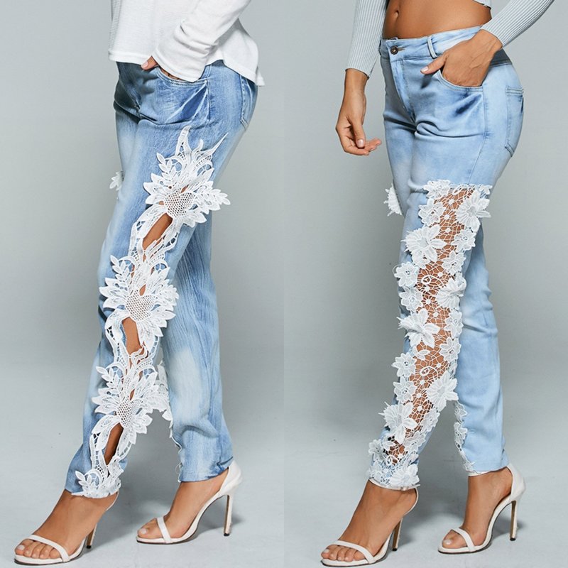 Unusual decor jeans lace