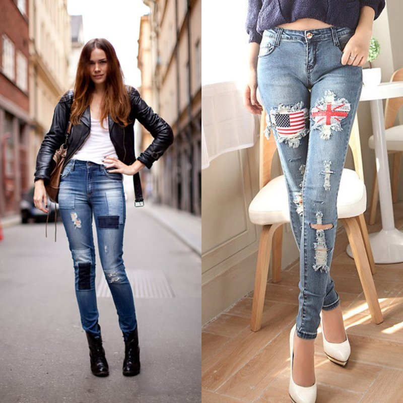 Fashionable jeans with additional decor