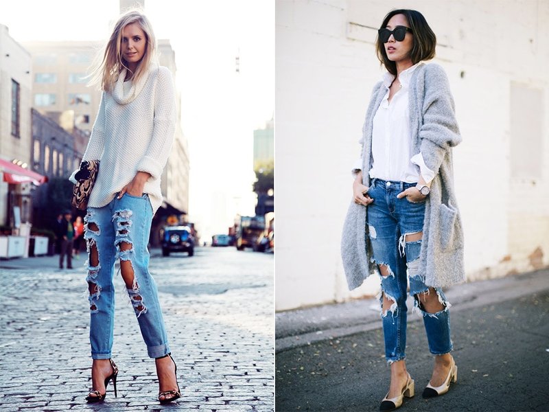 Fashionable street image in jeans