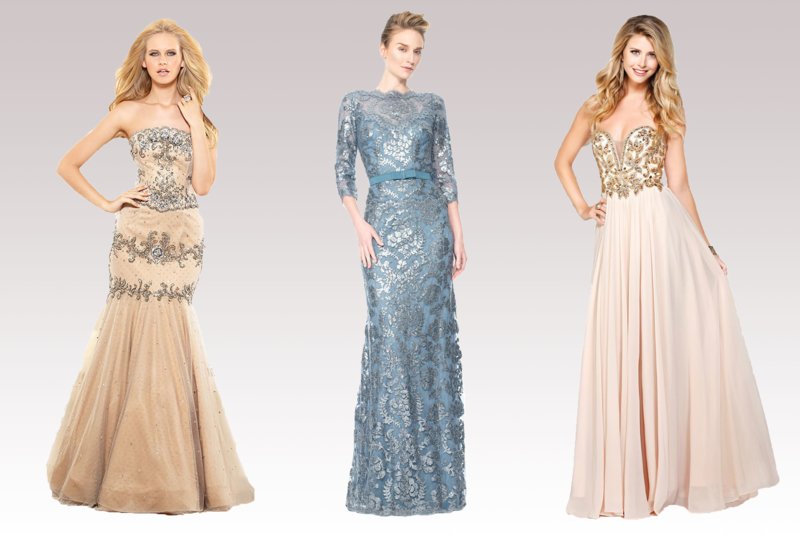 Evening dresses in pastel shades